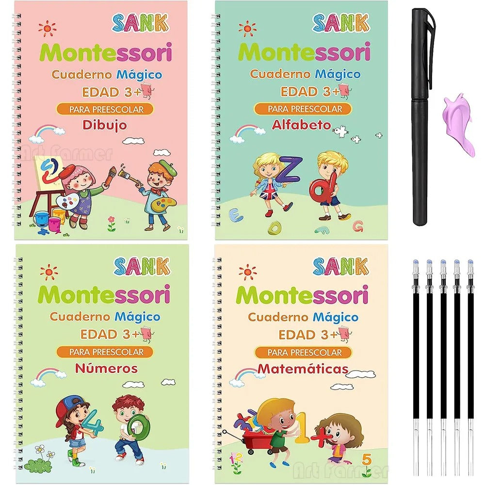 Sank Magic Practice Book Set for Kids | Montessori Handwriting Tracing Books (4-Pack)