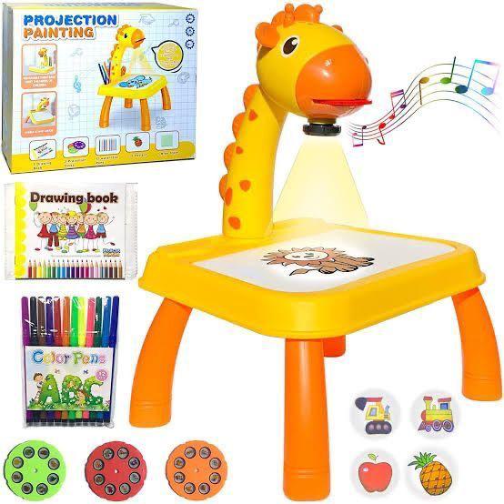 Art Drawing Board Leds Projector Light Toy Children Kids Painting Table Small Desk (random Color)