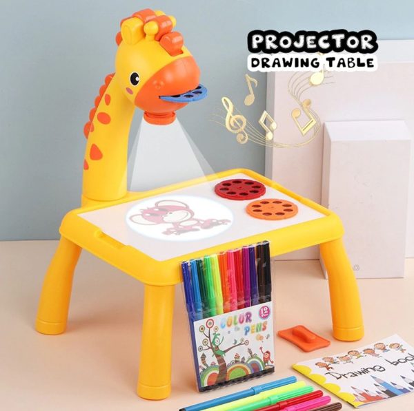 Art Drawing Board Leds Projector Light Toy Children Kids Painting Table Small Desk (random Color)