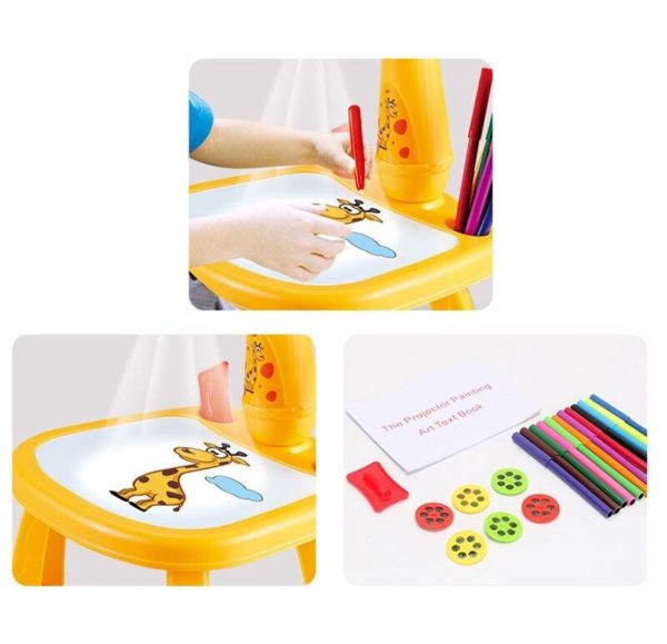 Art Drawing Board Leds Projector Light Toy Children Kids Painting Table Small Desk (random Color)